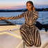 Women Printed Wear round Neck Long Sleeve Black Pattern Slim Fit Sheath Dress Casual Seaside Vacation Maxi Dress  DestGlow