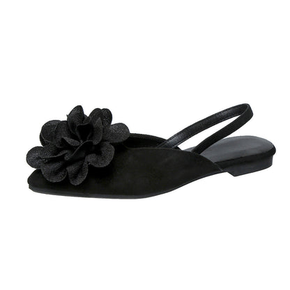 Floral Flat Toe Box Slingback Sandals Women Pointed Toe Slip on Suede Flat Pumps  DestGlow
