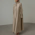 Women Clothing Stand up Collar Tie Dress Long Sleeve Side Slit Loose Casual Dress by Ragazza