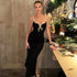 Women Clothing Summer Elegant V Neck Midi Slim Fit Hip Spaghetti Straps Dress Delivery by Ragazza