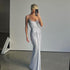 Sexy Adult Lady like Woman Women Clothing Crumpled Twisted Tight Waist Tall Slim Long Sling Dress by Ragazza