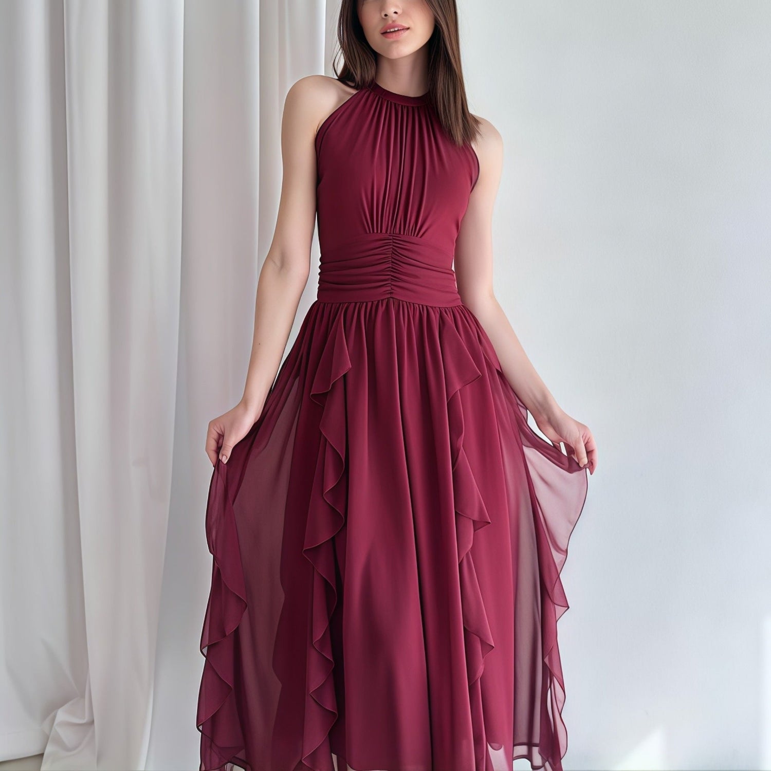 Summer Women Clothing French Ruffled Waist Slimming Dress by Ragazza