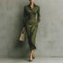 Autumn Winter Office Slim Asymmetric Long Sleeve Shirt Dress  DestGlow