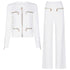Spring Autumn Rhinestone Knitted Net Red Casual Jacket Pants Two Piece Sets by Ragazza