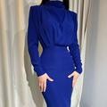 Autumn Waist-Controlled Western Solid Color Long Sleeve Dress by Ragazza