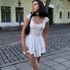 Women Summer Dress Wooden Ear MiuMiu Bag Sleeve Cinched Bodycon Irregular Asymmetric Hem Tiered Dress by Ragazza
