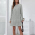 Autumn Best Autumn Winter Loose Fitting Casual round Neck Solid Color Design Long Sleeve Short Dress by Ragazza
