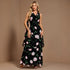 Women Summer Printed Sleeveless Large V Back U Neck A line Flared Sundress Ribbon Evening Dress  DestGlow