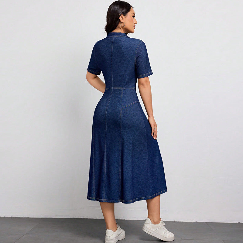 Women Clothing Denim Waist Tight Spring Summer Thin High Class Elegant Youthful Looking Dress by Ragazza
