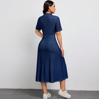 Women Clothing Denim Waist Tight Spring Summer Thin High Class Elegant Youthful Looking Dress by Ragazza