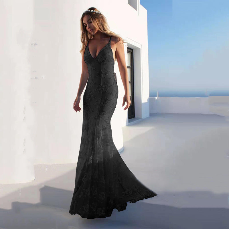 Women Sexy V neck White Cami Maxi Dress by Ragazza