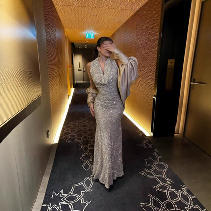 Spring Summer Women Sexy Shawl Sequin Dress Ball Dress Two Pieces  DestGlow