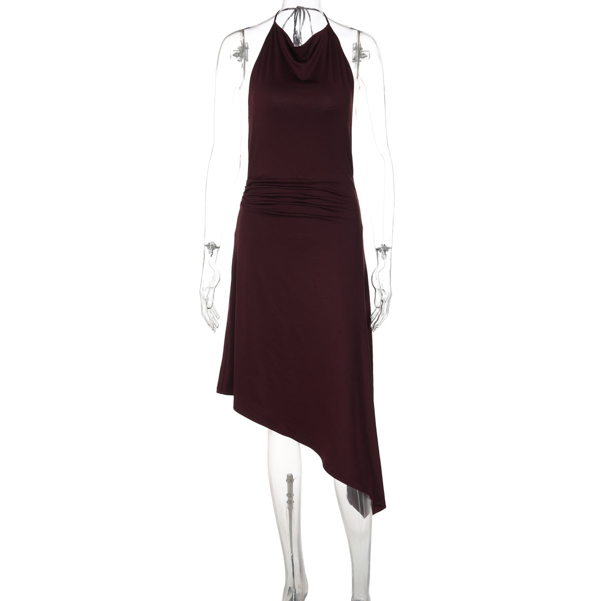 Women Clothing Sexy Backless Crumpled Waist Slim Fit Tied Dress Women by Ragazza