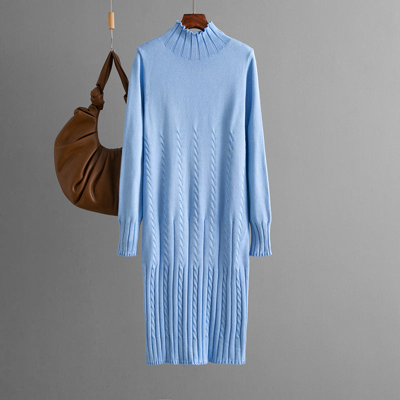 Thickened Knitting Dress Women Autumn Winter Mid Length over the Knee Match with Coat Sweater Inner Wear Bottoming by Ragazza