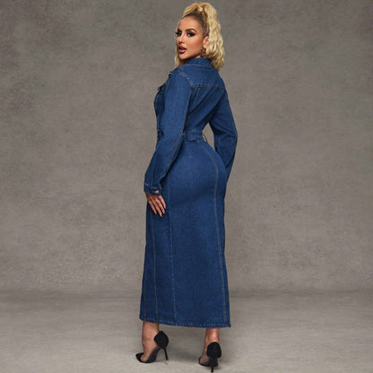 Women Clothing Breasted Waist Tight Maxi Dress by Ragazza