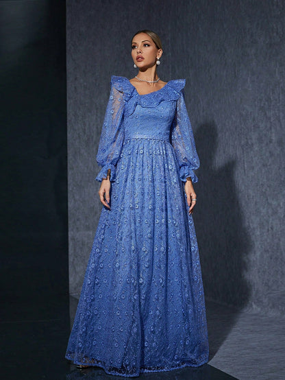 Long Sleeve Embroidered Dress Cocktail Annual Meeting Host Performance Evening Dress Birthday Party Evening Dress by Ragazza