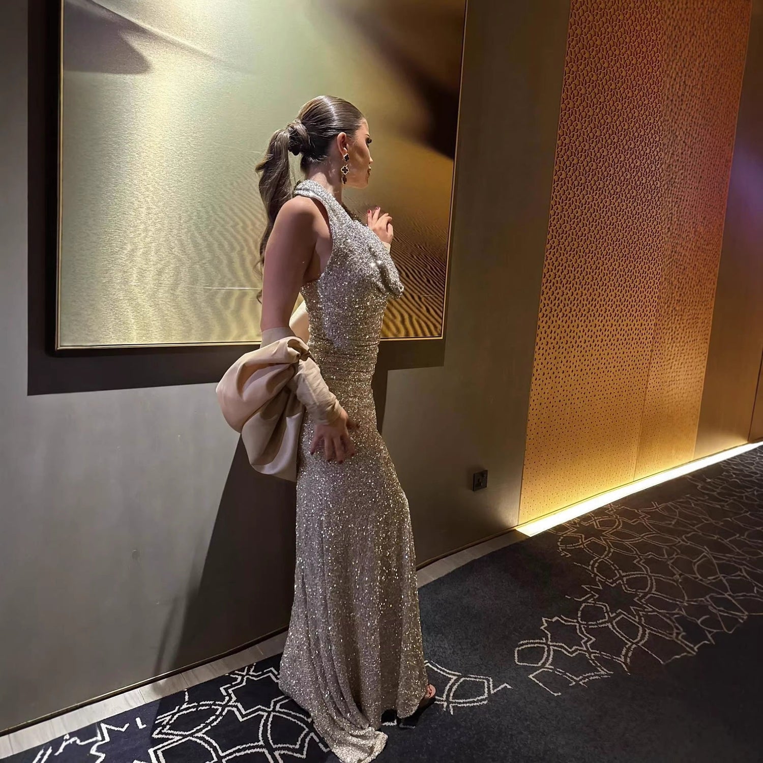 Spring Summer Women Sexy Shawl Sequin Dress Ball Dress Two Pieces  DestGlow