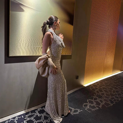 Spring Summer Women Sexy Shawl Sequin Dress Ball Dress Two Pieces  DestGlow