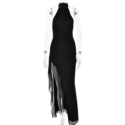 Sexy Women Wear Autumn Sexy Sleeveless Halter Backless Slim Fit Slit Dress by Ragazza
