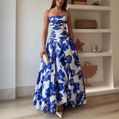 French Socialite Dress Tube Top High Waist Pleated Design Pettiskirt Women Dress by Ragazza