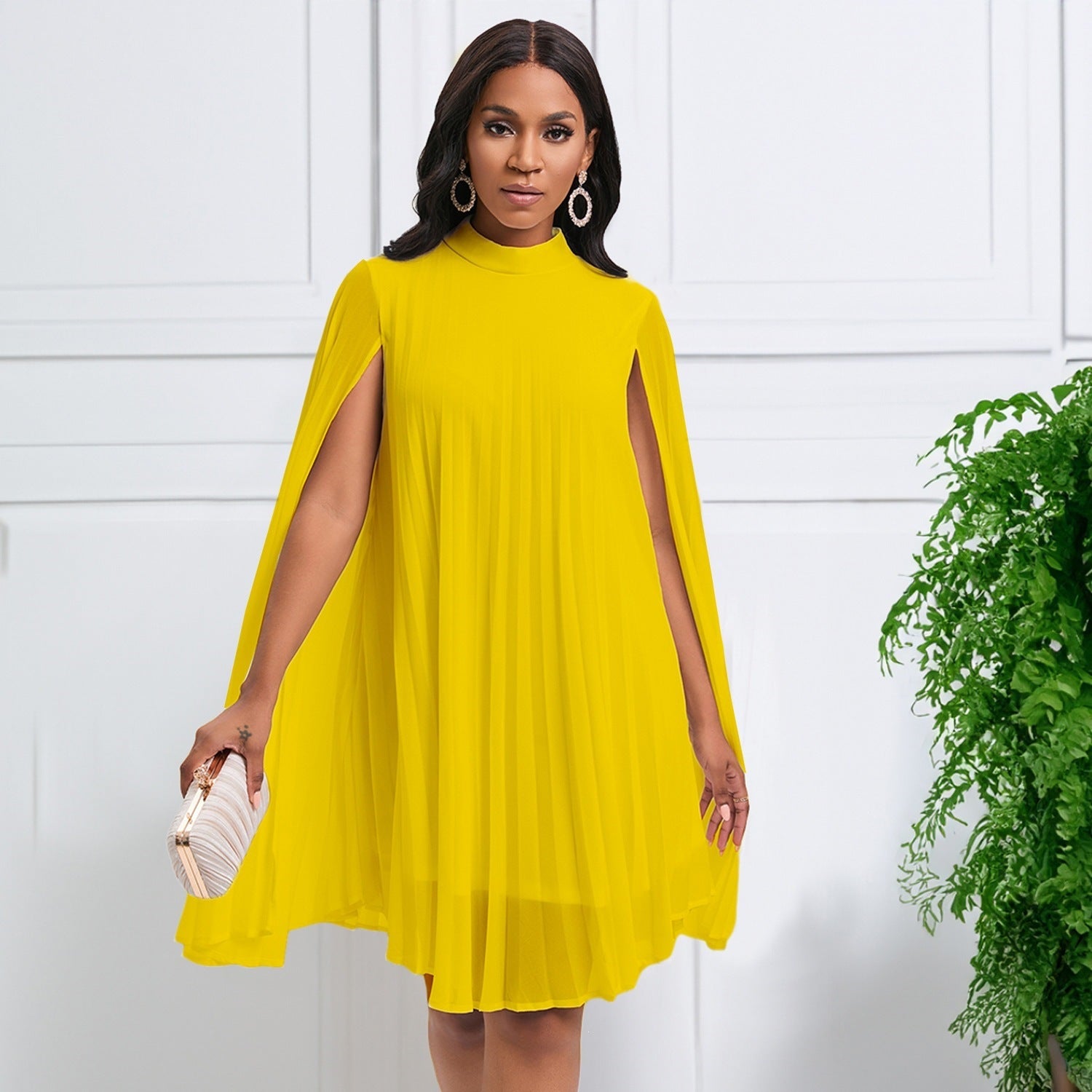 Women Clothing Graceful Fashionable Chiffon Pullover Cloak Batwing-Sleeved Large Size Dress  DestGlow