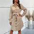 Autumn Dress Long Sleeve Solid Color Corduroy Shirt Dress  DestGlow