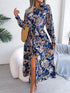 Spring Summer Retro Floral Collared Tied Shirt Dress Maxi Dress Women Clothing by Ragazza