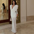 Fall Women Clothing Sexy Backless Swing Collar Slim Pleated Solid Color Long Sleeve Dress by Ragazza