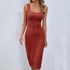 Sexy Sunken Stripe Design Side Slit Slim Slimming Dress by Ragazza