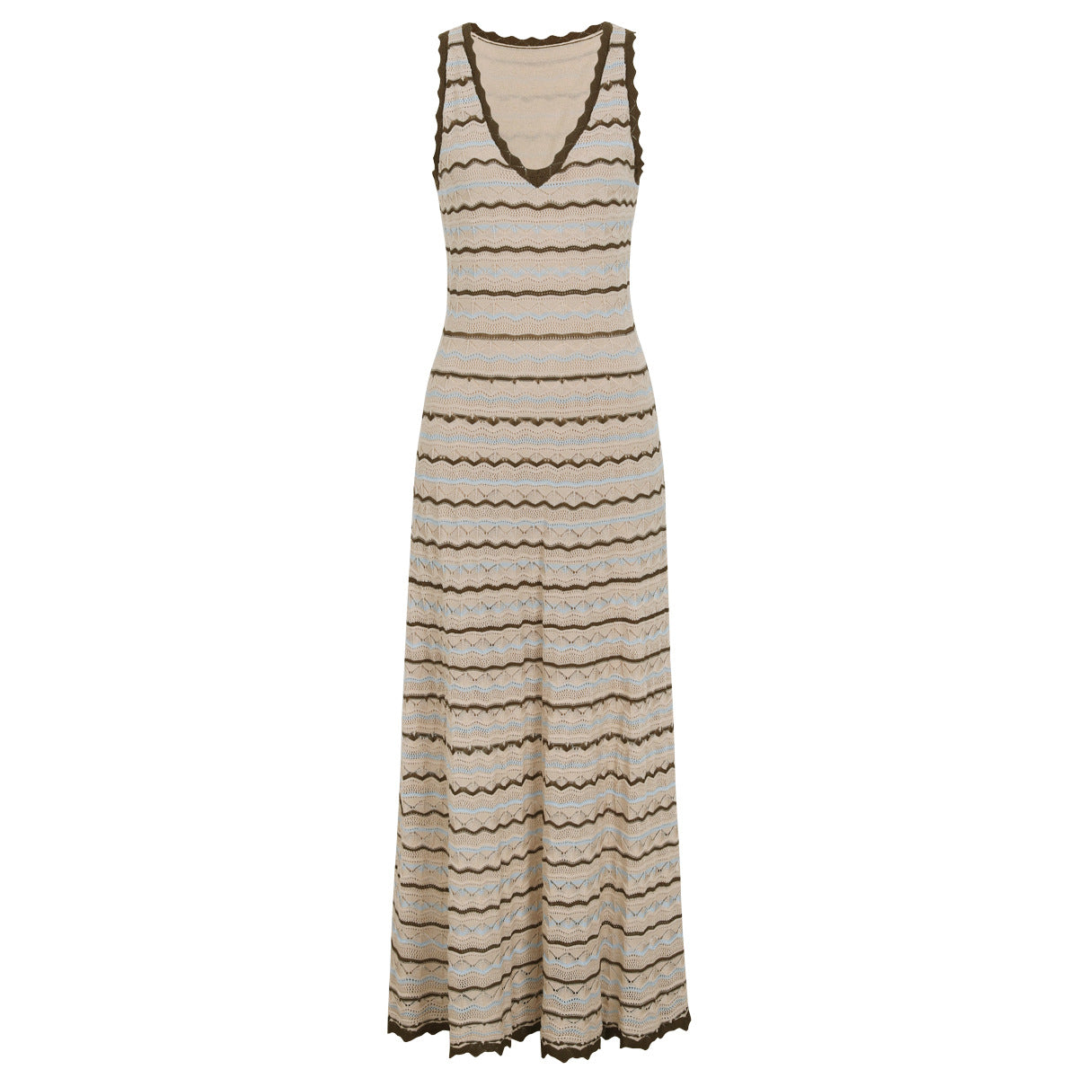 Summer Socialite Internet Celebrity Quality Fashionable Knitted Sleeveless Stretch Striped Dress  DestGlow