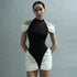 Summer Women Clothing Color Contrast Patchwork Sexy Hourglass Pleated Halter Dress Sleeveless Dress by Ragazza