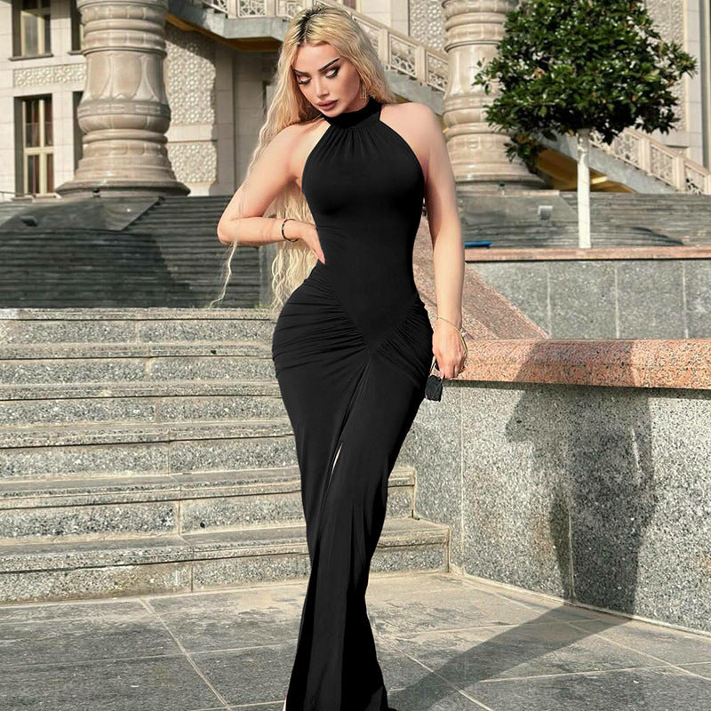 Women Summer Back Zipper Pleated Sleeveless Dress by Ragazza