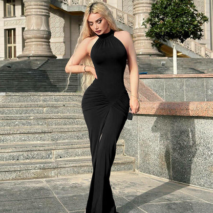 Women Summer Back Zipper Pleated Sleeveless Dress by Ragazza