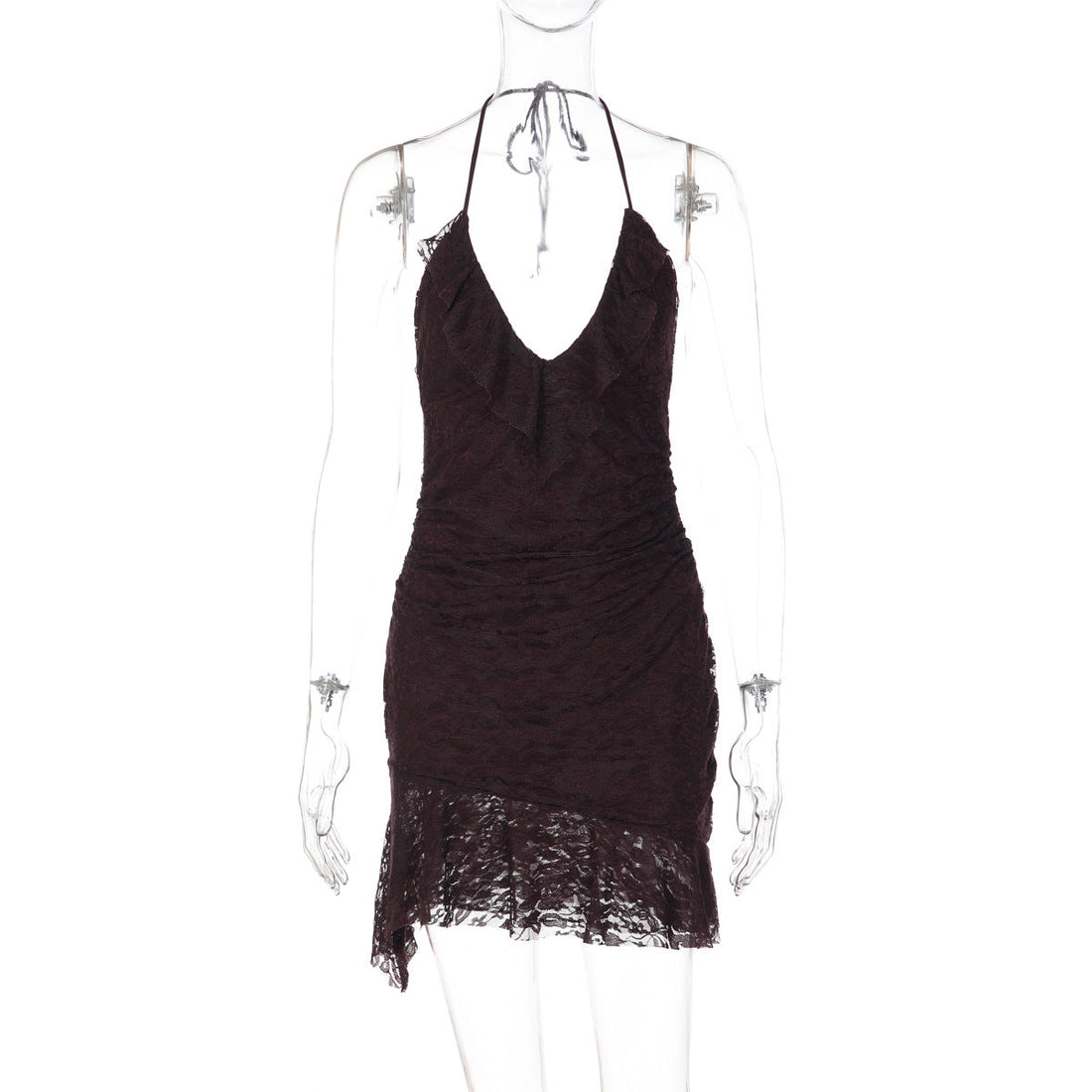 Sexy Lace Dress Vacation Summer Tight Waist Halter Tight Backless Short Dress by Ragazza