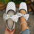Black White Polka Dot Shallow Mouth Pumps Women Bow Mary Jane Ballet Breathable Boat Shoes  DestGlow