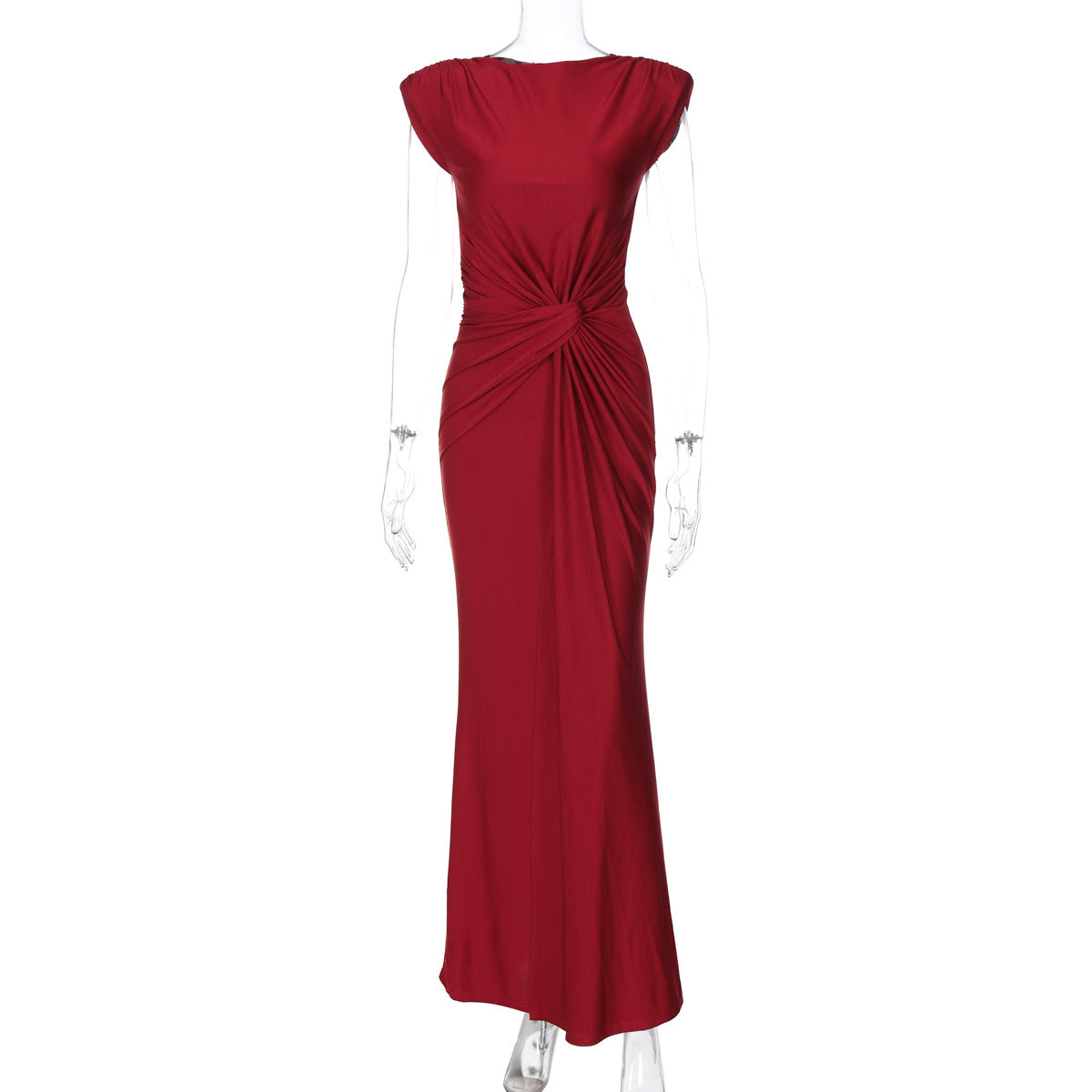 Women Clothing Winter Slim Pleated Solid Color Sleeveless Dress Women by Ragazza