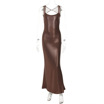 Summer Women Clothing Sexy Backless Mesh Stitching Socialite Slim Dress by Ragazza