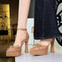 Sexy Double Layer Waterproof Platform Super High Heel Buckle Bow Patent Leather Pointed Toe Hollowed  DestGlow