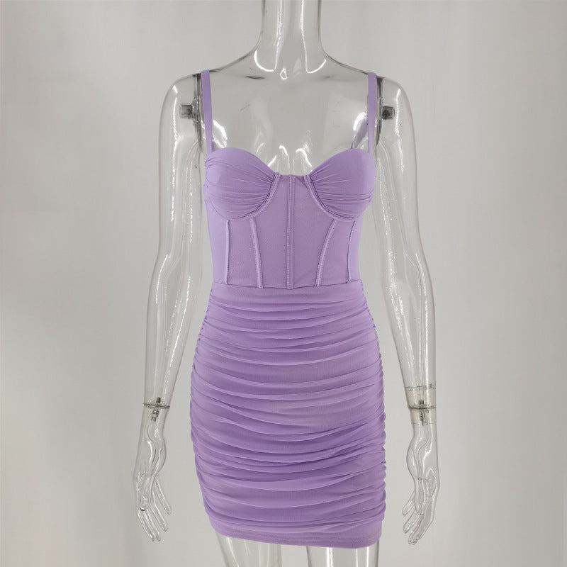 Mesh Summer Backless Design Sling Boning Corset Dress Women Clothing by Ragazza