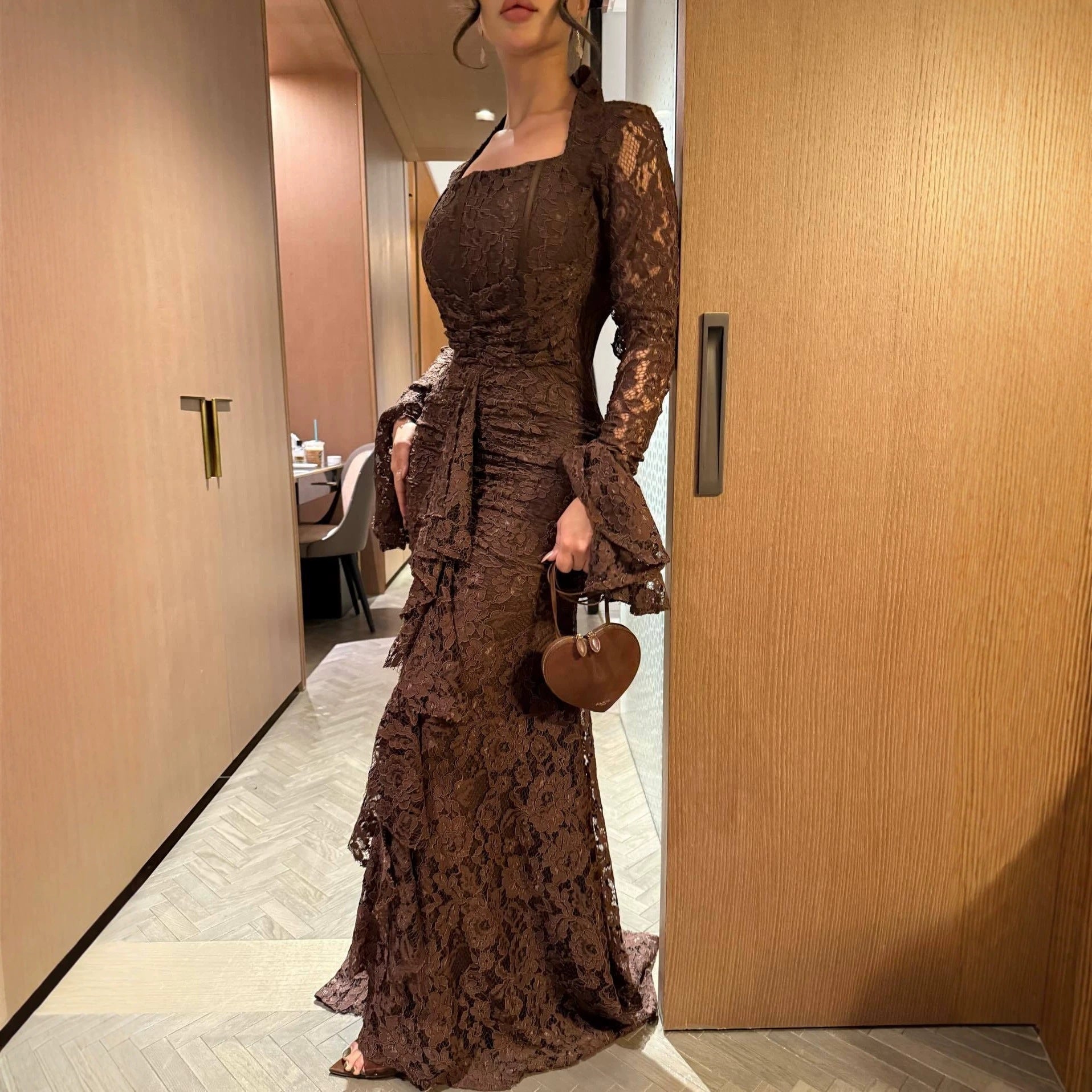 Autumn Women Clothing Elegant Lace Swing Evening Dress  DestGlow