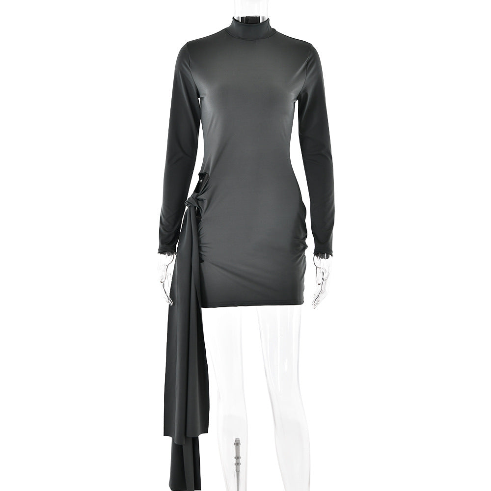 Spring Arrival Dress Sexy Round Neck Long Sleeve Slim Fit Hip Wrapped Short Dress Women by Ragazza