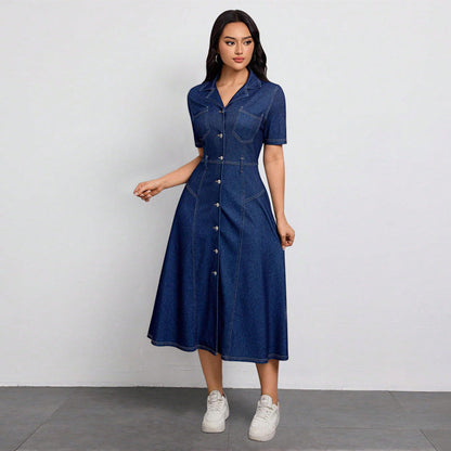 Women Clothing Denim Waist Tight Spring Summer Thin High Class Elegant Youthful Looking Dress by Ragazza