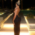 Sexy Lace up Big Back Exposure Dress Design Solid Color One Shoulder Slim Fit Maxi Dress by Ragazza