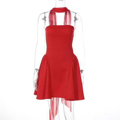 Women Clothing Winter Sexy Back Zipper Tube Top Short Type Dress by Ragazza