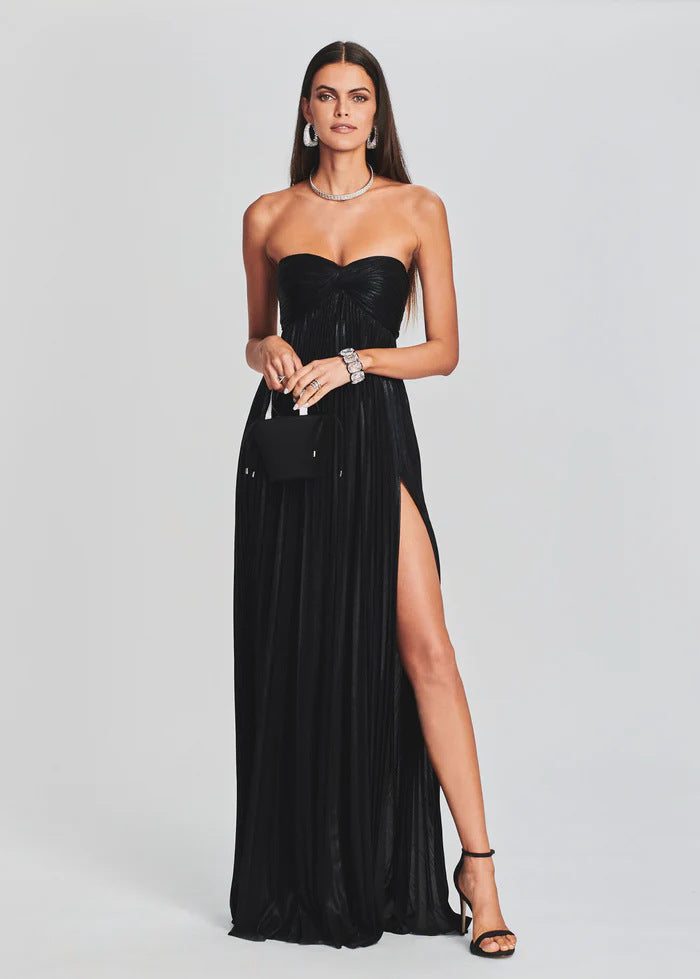 Summer Chest Wrapped Dress Stylish Texture Sexy Slit Women Evening Dresses by Ragazza