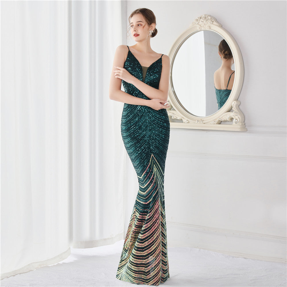Positioning Floral Dream Socialite Gathering Party Evening Dress Sexy Long Slimming Toast Dress Bride by Ragazza