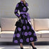 Women Clothing V neck Elegant Printed Waist Dignified Dress by Ragazza