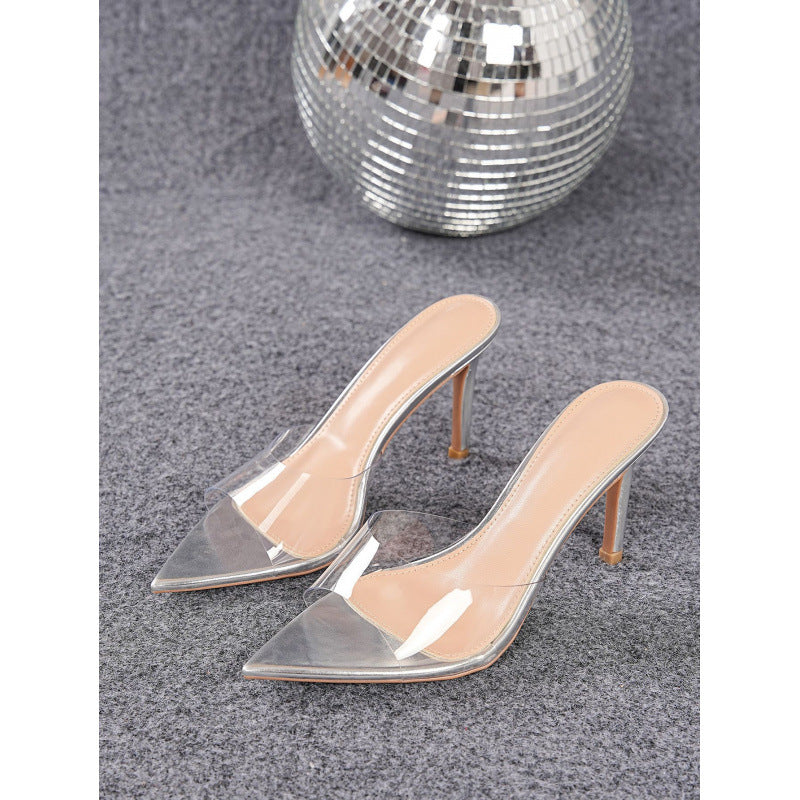 Toe Open Toe Stilettos With A Single Strap Women Outerwear Affordable Luxury Sexy Rhinestone High Heel Shoes Mule Shoes  DestGlow
