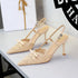 French Ladies Bow Stiletto Heel High Heels Women Sexy Lace Mesh Pointed Toe Buckle  DestGlow