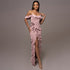 Spring Sexy Solid Color Backless Slit Splicing Sling Maxi Dress by Ragazza